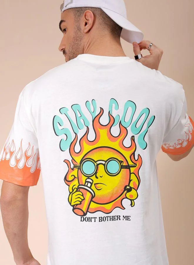 The Indian Garage Co Men Boxy Oversized Graphic Back Printed Round Neck Tshirt