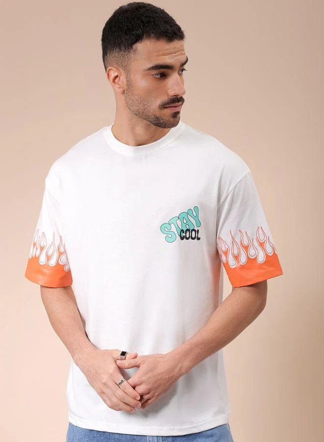 The Indian Garage Co Men Boxy Oversized Graphic Back Printed Round Neck Tshirt
