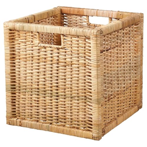 AKWAY Wicker wardrobe cube basket for storage, cloths, newspapers, photos, toys, plants or other memorabilia, 12.5 x 13.5 x 12.5 Inch (Beige, 11.5W x 11.5L x 11.5H) - Image 1