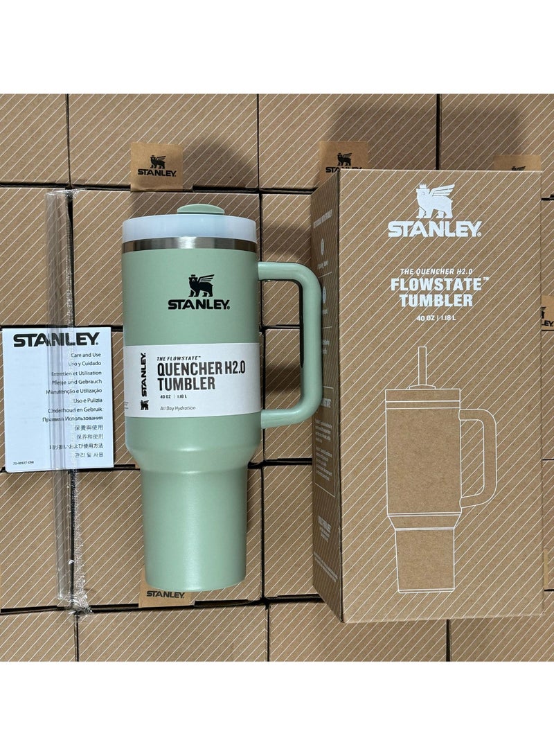 Quencher H2.0 FlowState Stainless Steel Vacuum Insulated Tumbler with Lid and Straw for Water, Iced Tea or Coffee, Smoothie and More, 40Ounce Stainless Steel 32x15x 10cm
