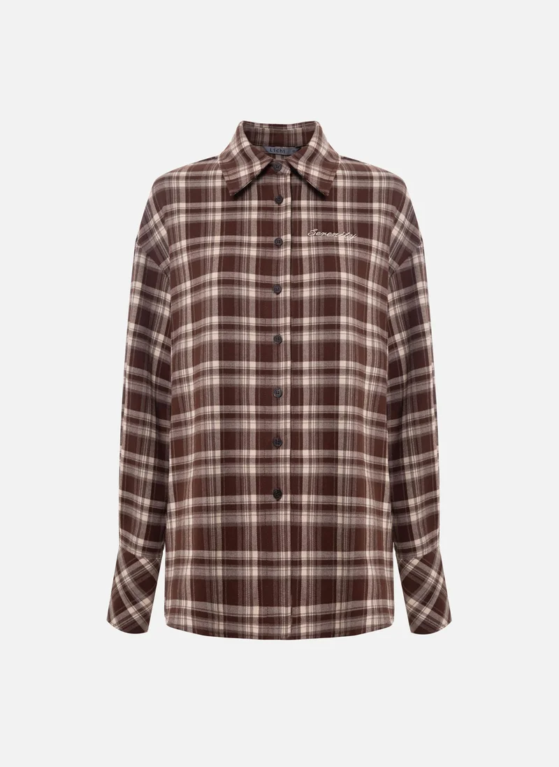 Lichi Checkered relaxed shirt with embroidery