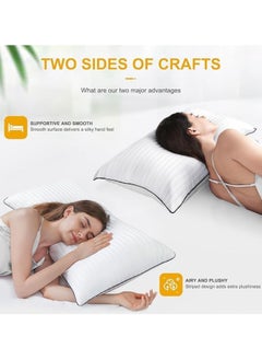 Comfy COMFY SET OF 4 HOTEL STYLE COTTON WHITE STRIPE HYPOALLERGENIC PILLOW WITH BLACK PIPING  - Image 2
