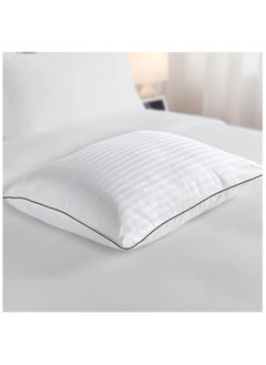 Comfy COMFY SET OF 4 HOTEL STYLE COTTON WHITE STRIPE HYPOALLERGENIC PILLOW WITH BLACK PIPING  - Image 4