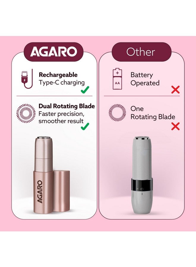 AGARO Facial Hair Remover Fhr170 For Women, Cordless & Painless Hair Remover With Hypoallergenic Blade, Rechargeable, Multipurpose & Safe Use For Upper Lip, Chin, Cheeks & Forehead, Ideal For On-The-Go. - Image 4