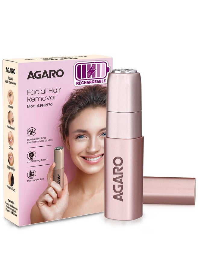 AGARO Facial Hair Remover Fhr170 For Women, Cordless & Painless Hair Remover With Hypoallergenic Blade, Rechargeable, Multipurpose & Safe Use For Upper Lip, Chin, Cheeks & Forehead, Ideal For On-The-Go. - Image 1