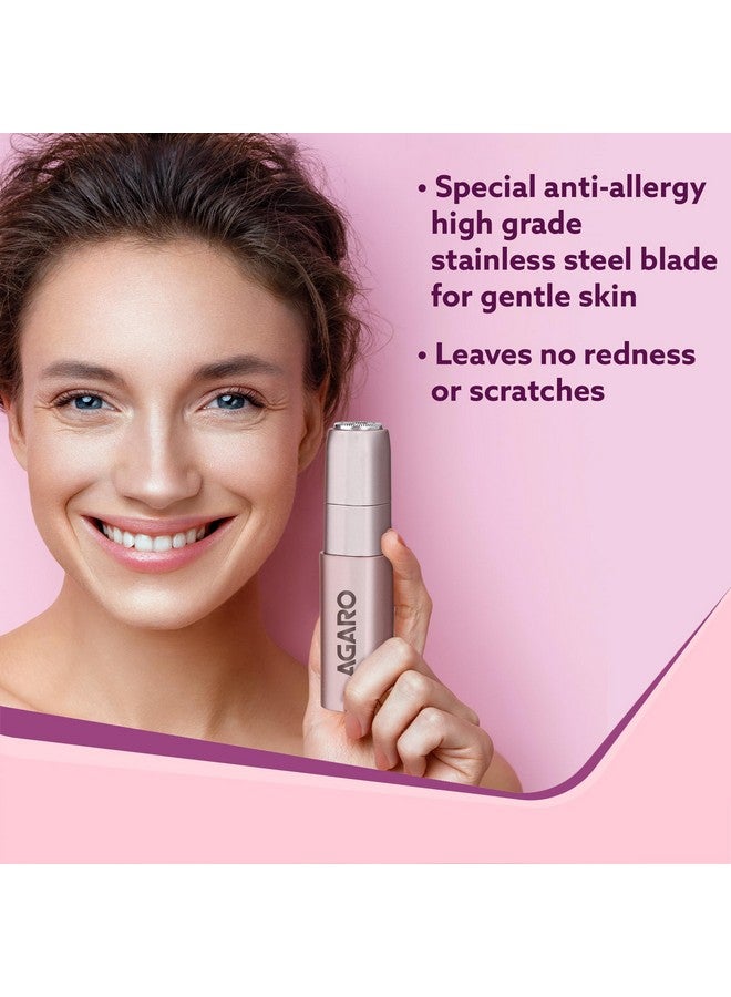 AGARO Facial Hair Remover Fhr170 For Women, Cordless & Painless Hair Remover With Hypoallergenic Blade, Rechargeable, Multipurpose & Safe Use For Upper Lip, Chin, Cheeks & Forehead, Ideal For On-The-Go. - Image 3