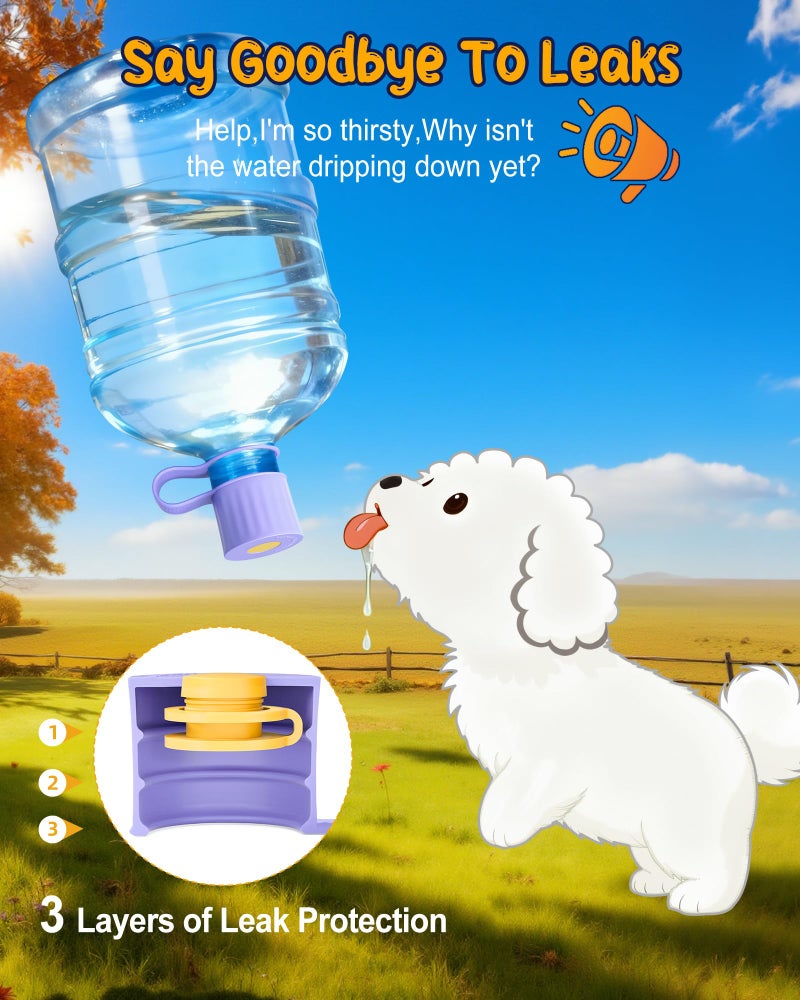 Redsack 3-Packs Silicone 5 Gallon Water Jug Cap, 2/3/4/5Gal Reusable Bottle Lids, Leak-Proof Replacement Caps for 55mm & 60mm Bottle Standard/Screw/Crown Tops, Dishwasher Safe & BPA-Free (Purple, 3 PACKS) - Image 2