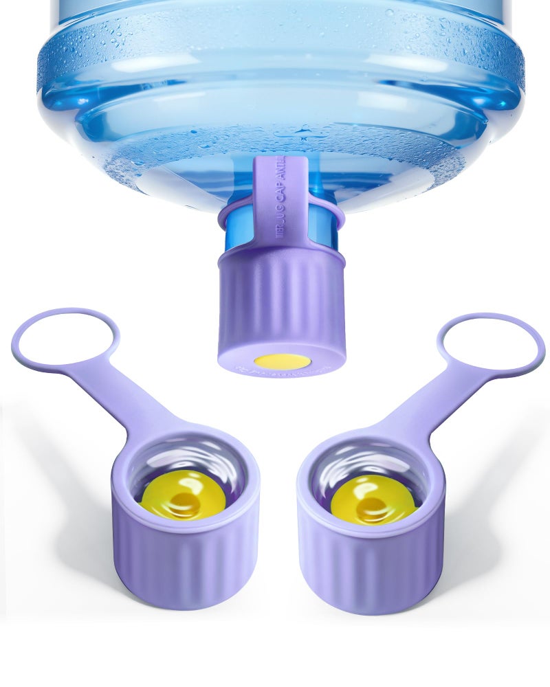 Redsack 3-Packs Silicone 5 Gallon Water Jug Cap, 2/3/4/5Gal Reusable Bottle Lids, Leak-Proof Replacement Caps for 55mm & 60mm Bottle Standard/Screw/Crown Tops, Dishwasher Safe & BPA-Free (Purple, 3 PACKS) - Image 1