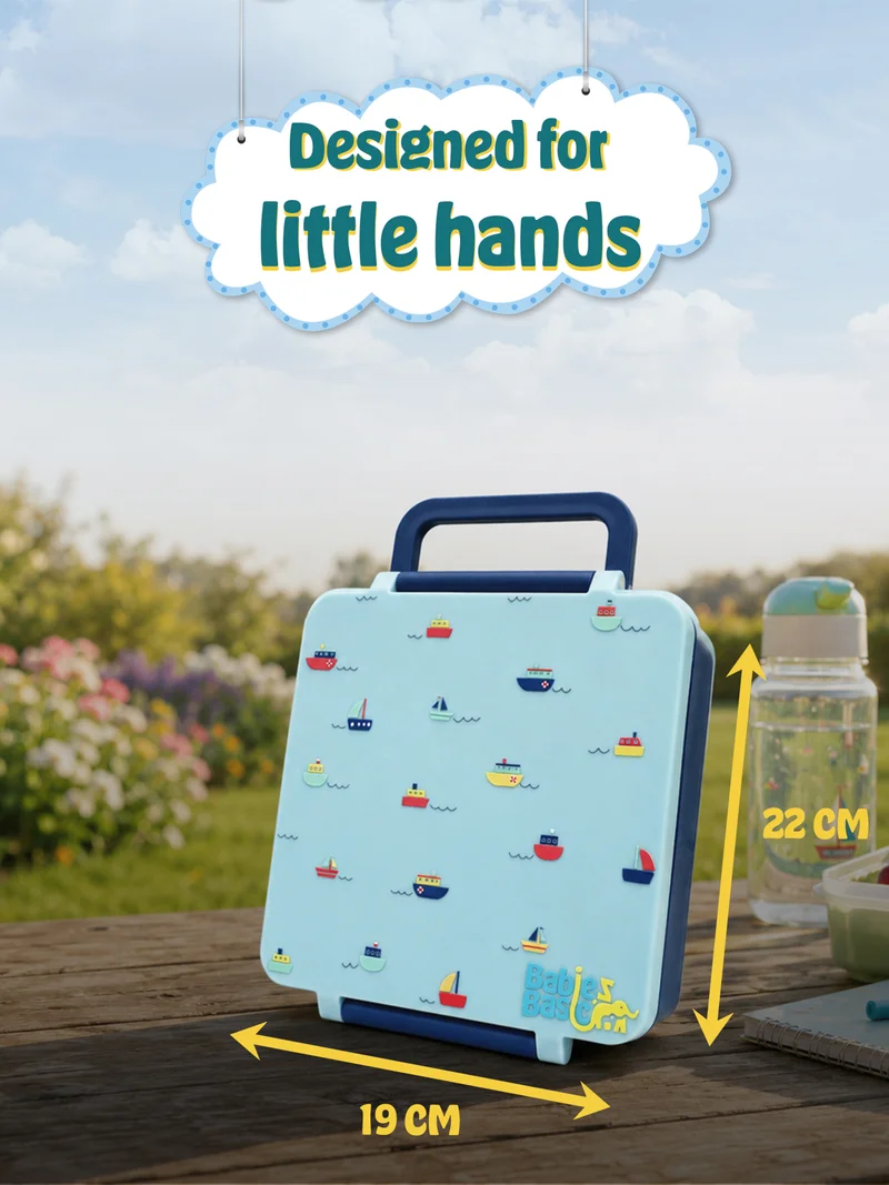 Babies Basic Babies Basic Insulated Bento Lunchbox with Stainless Steel Bottle, 3+ Years - Blue - Boat