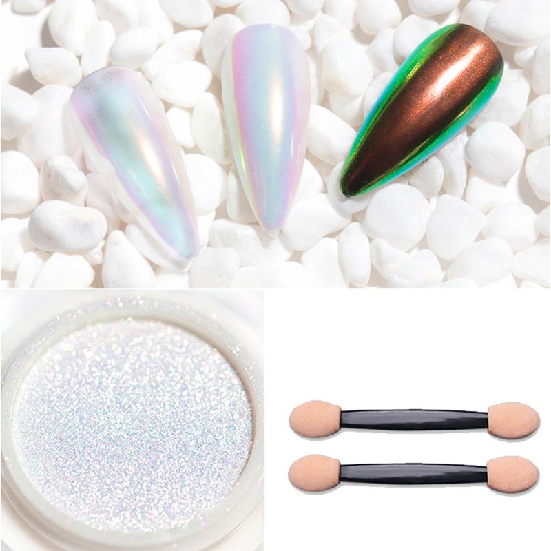 Pretty Diva 0.3g Mermaid Unicorn Chrome Nail Powder, Aurora Iridescent Chrome Powders for Nails, Mermaid Powder for Nails Chrome Mica Powder Manicure Pigment (Unicorn, 0.3g) - Image 5