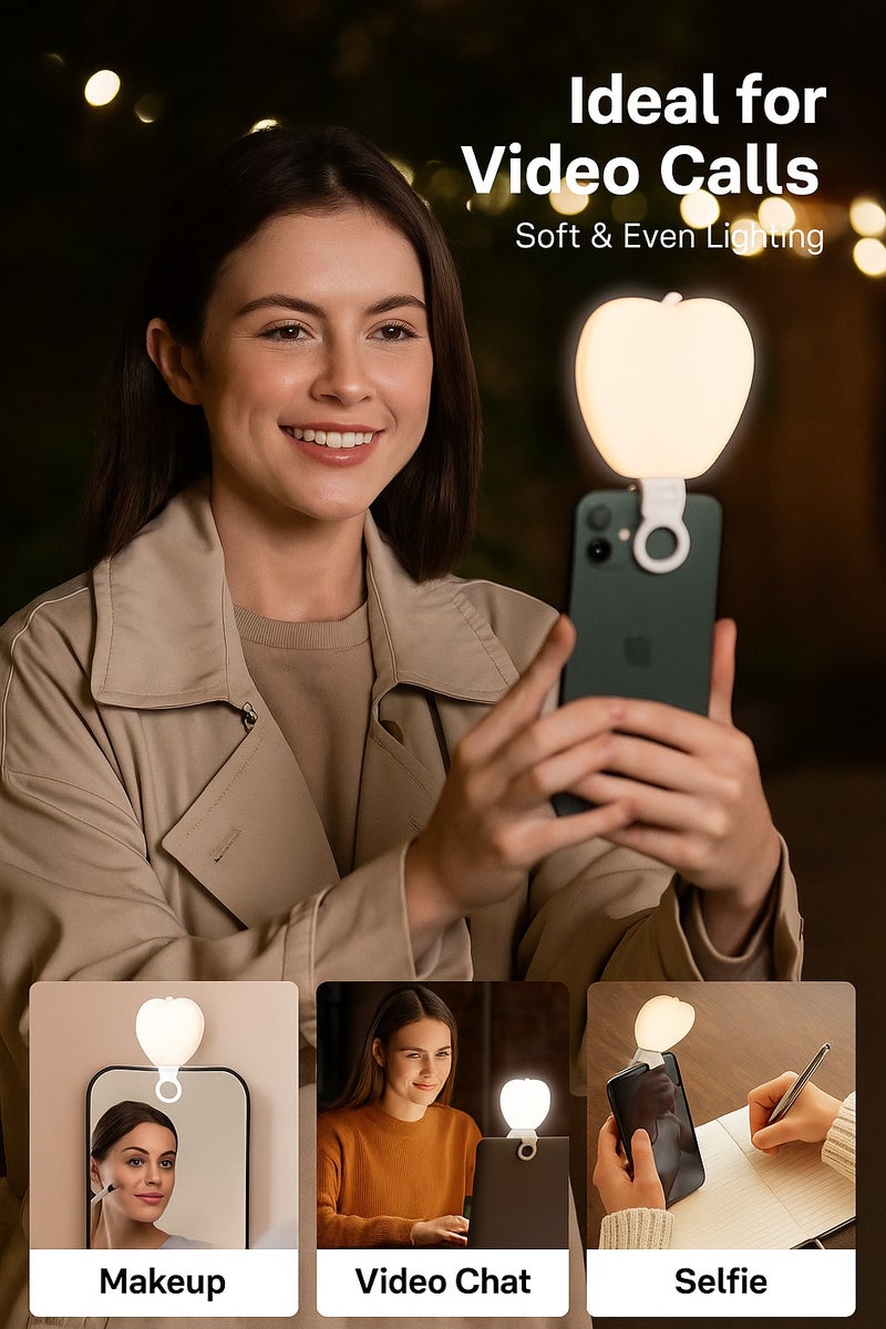 مصباح سيلفي احترافي  بمشبك - مصباح LED   قابل لإعادة الشحن | 3 أوضاع إضاءة ودرجات سطوع متعددة | إضاءة مثالية للموبايل، اللاب توب، المكياج، مكالمات الفيديو، تيك توك والبث المباشر - - Image 3