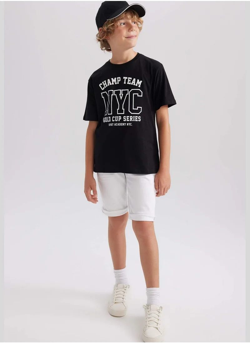 ديفاكتو Boy Crew Neck Knitted Short Sleeve T-Shirt