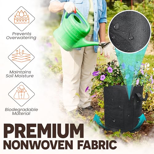 PAMAZY [Upgraded] 4Pcs 15 Gallon Potato Grow Bags with Unique Harvest Window & Visible Window, Non-Woven Planter Pot with Sturdy Handle, Potato Growing Container, Plant Garden Bags to Grow Vegetables, Tomato - Image 4