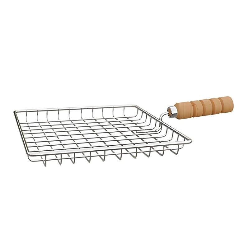 Suraxit Roaster Barbecue Net Jali Griller for Roti Paneer Chapati Toast Steaming Cooking Baking with Wooden Handle Deep Square Roster - Image 3