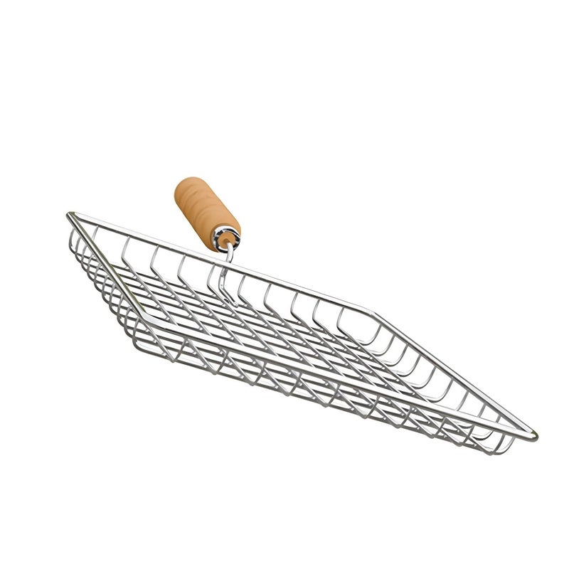 Suraxit Roaster Barbecue Net Jali Griller for Roti Paneer Chapati Toast Steaming Cooking Baking with Wooden Handle Deep Square Roster - Image 1