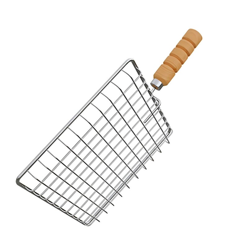 Suraxit Roaster Barbecue Net Jali Griller for Roti Paneer Chapati Toast Steaming Cooking Baking with Wooden Handle Deep Square Roster - Image 5