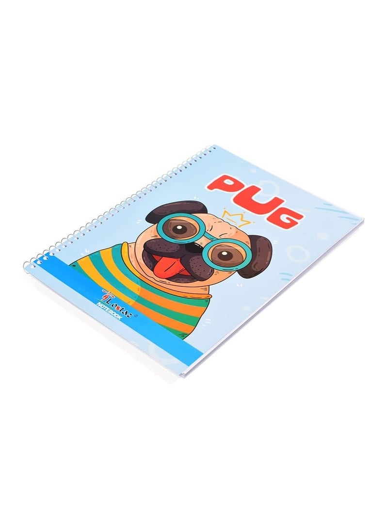 A4-mix high quality spiral math notebook (1/2 squares) 21 * 29.7 cm 80 sheets -Multicolour - Image 1