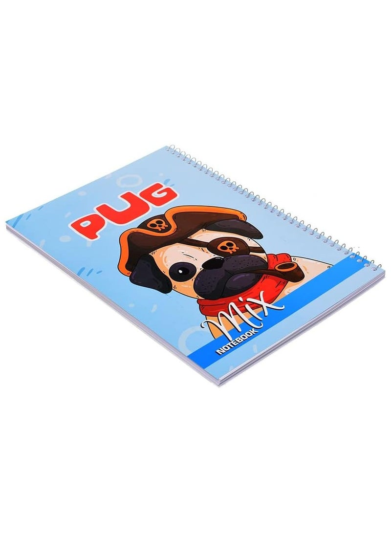 A4-mix high quality spiral math notebook (1/2 squares) 21 * 29.7 cm 80 sheets -Multicolour - Image 2