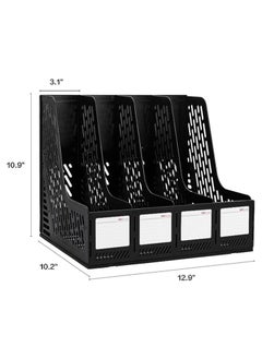 Deli Deli Magazine Holder 4 Vertical Compartments Black  - Image 2