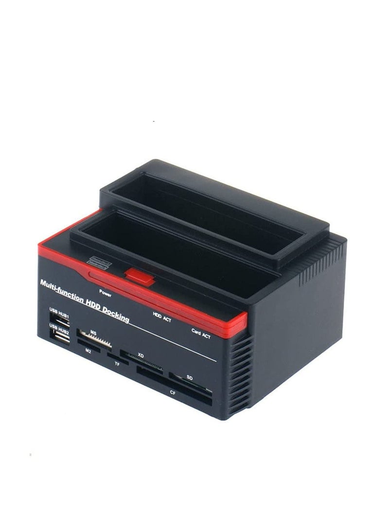 Generic 2.5/3.5" SATA IDE HDD Docking Station Clone HDD Enclosure USB 2 Ports USB 2.0 Hub MS/M2/XD/CF/SD/TF Card Reader  - Image 2