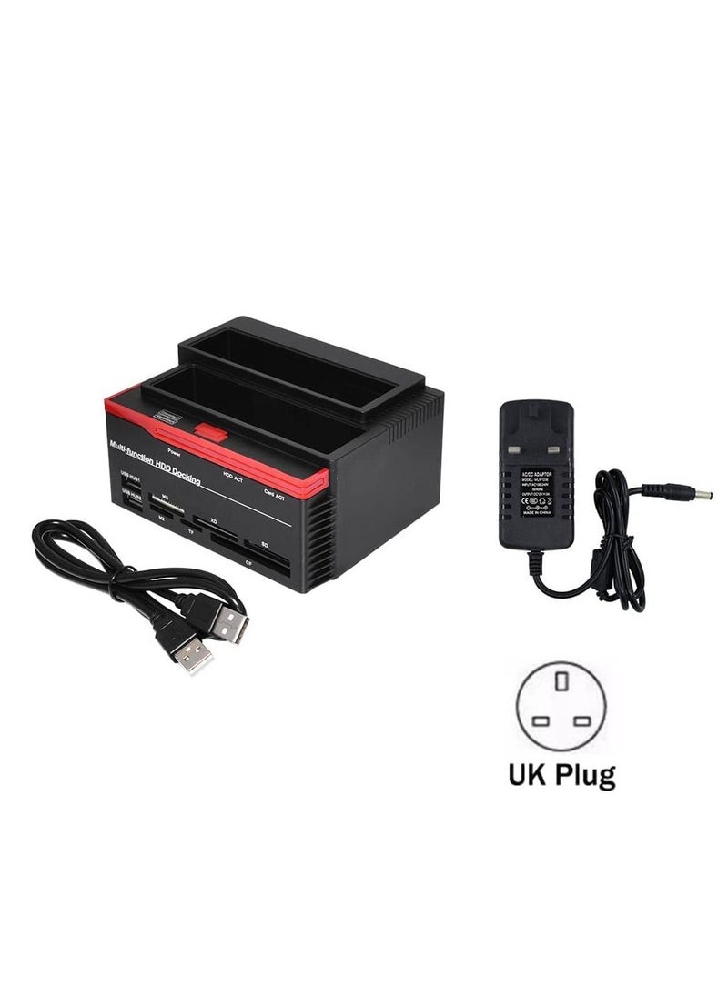 Generic 2.5/3.5" SATA IDE HDD Docking Station Clone HDD Enclosure USB 2 Ports USB 2.0 Hub MS/M2/XD/CF/SD/TF Card Reader  - Image 4