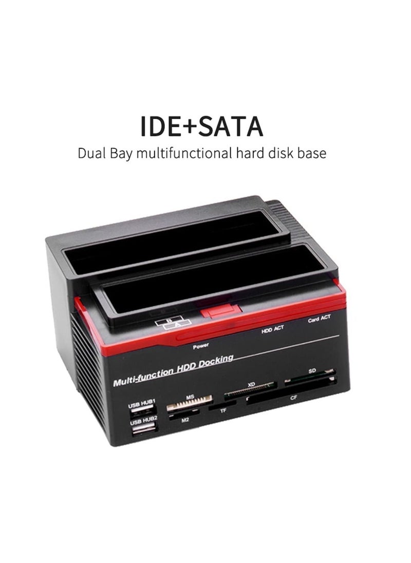 Generic 2.5/3.5" SATA IDE HDD Docking Station Clone HDD Enclosure USB 2 Ports USB 2.0 Hub MS/M2/XD/CF/SD/TF Card Reader  - Image 5