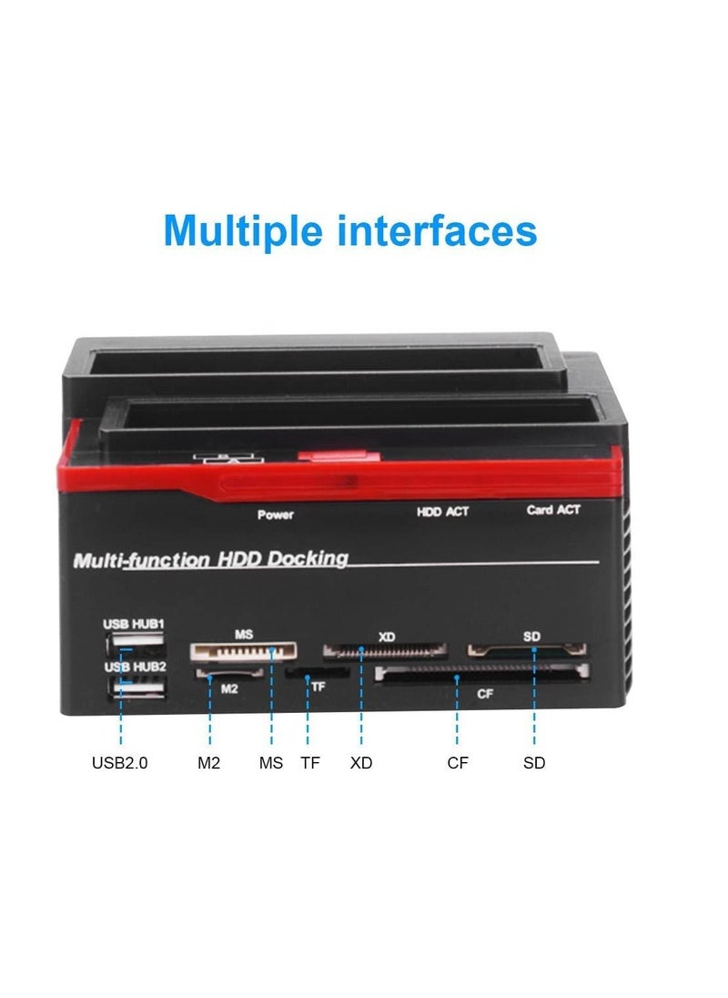 2.5/3.5" SATA IDE HDD Docking Station Clone HDD Enclosure USB 2 Ports USB 2.0 Hub MS/M2/XD/CF/SD/TF Card Reader