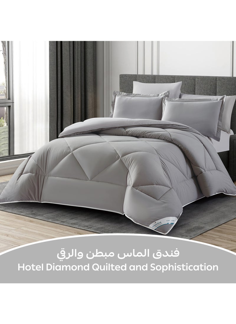 دوناتيلا طقم مفرش روزا سادة 6 قطع مقاس مزدوج 240 × 260 سم بحشوة ثابتة رمادي دخاني  - Image 2