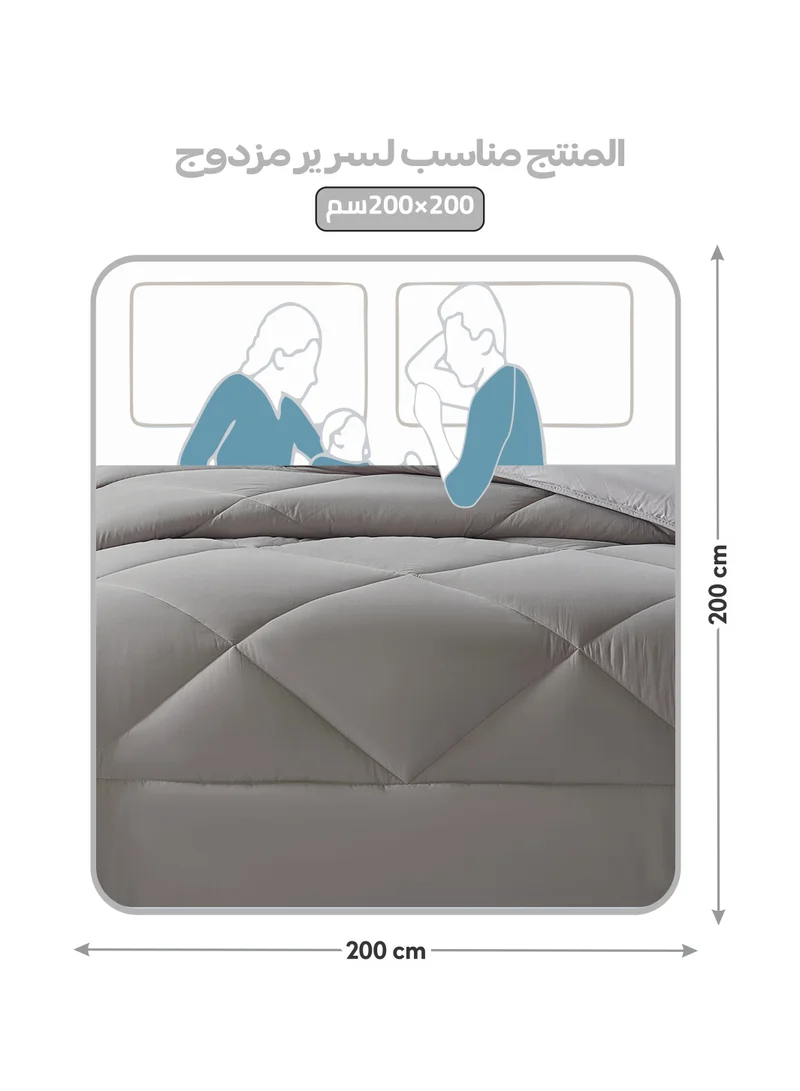 دوناتيلا طقم مفرش روزا سادة 6 قطع مقاس مزدوج 240 × 260 سم بحشوة ثابتة رمادي دخاني