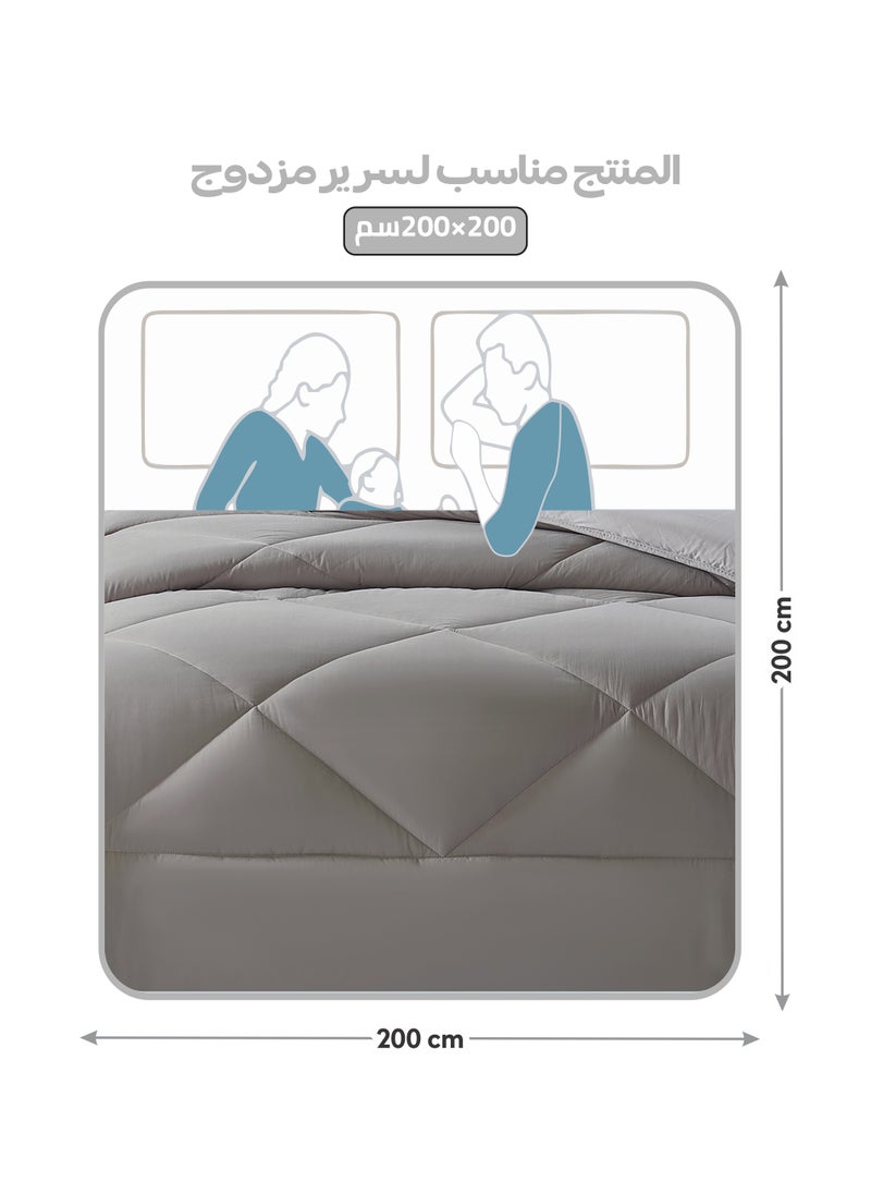 دوناتيلا طقم مفرش روزا سادة 6 قطع مقاس مزدوج 240 × 260 سم بحشوة ثابتة رمادي دخاني  - Image 3