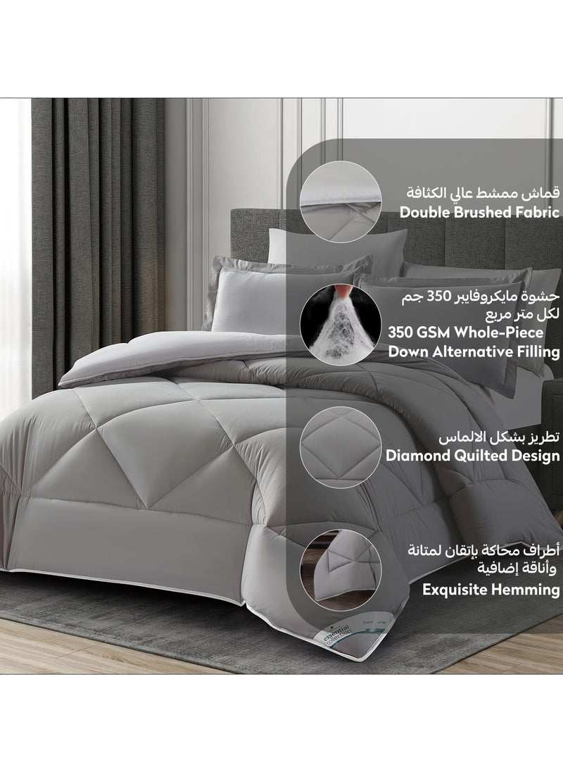دوناتيلا طقم مفرش روزا سادة 6 قطع مقاس مزدوج 240 × 260 سم بحشوة ثابتة رمادي دخاني  - Image 5