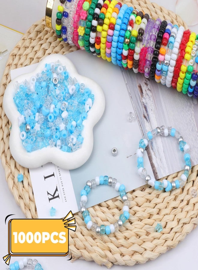 GMMA Assorted Acrylic Pony Beads Shapes for Bracelet Making Flower Bow Butterfly Candy Star Heart GummyBear Cute Beads for Jewelry Making (Multicolor Heart Star Butterfly for Winter) - Image 3