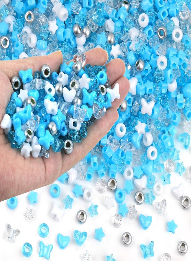 GMMA Assorted Acrylic Pony Beads Shapes for Bracelet Making Flower Bow Butterfly Candy Star Heart GummyBear Cute Beads for Jewelry Making (Multicolor Heart Star Butterfly for Winter) - Image 1