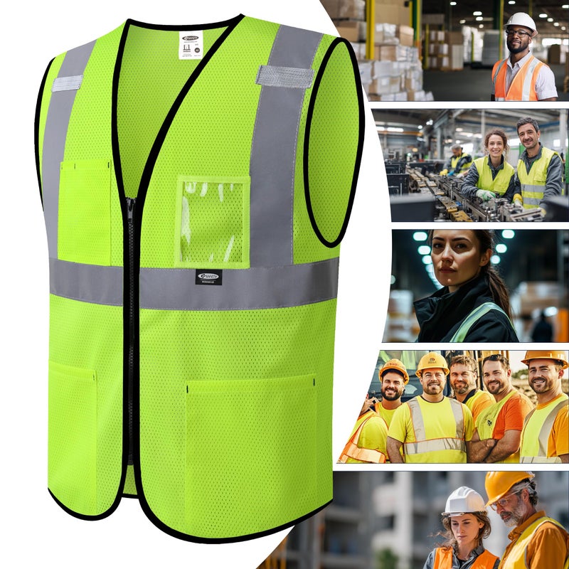 JKSafety Safety Vest for Men Women Hi Vis Construction Vest with Pockets Class 2 High Visibility Meet ANSI Standard Yellow Color (BX310-Yellow L) - Image 5