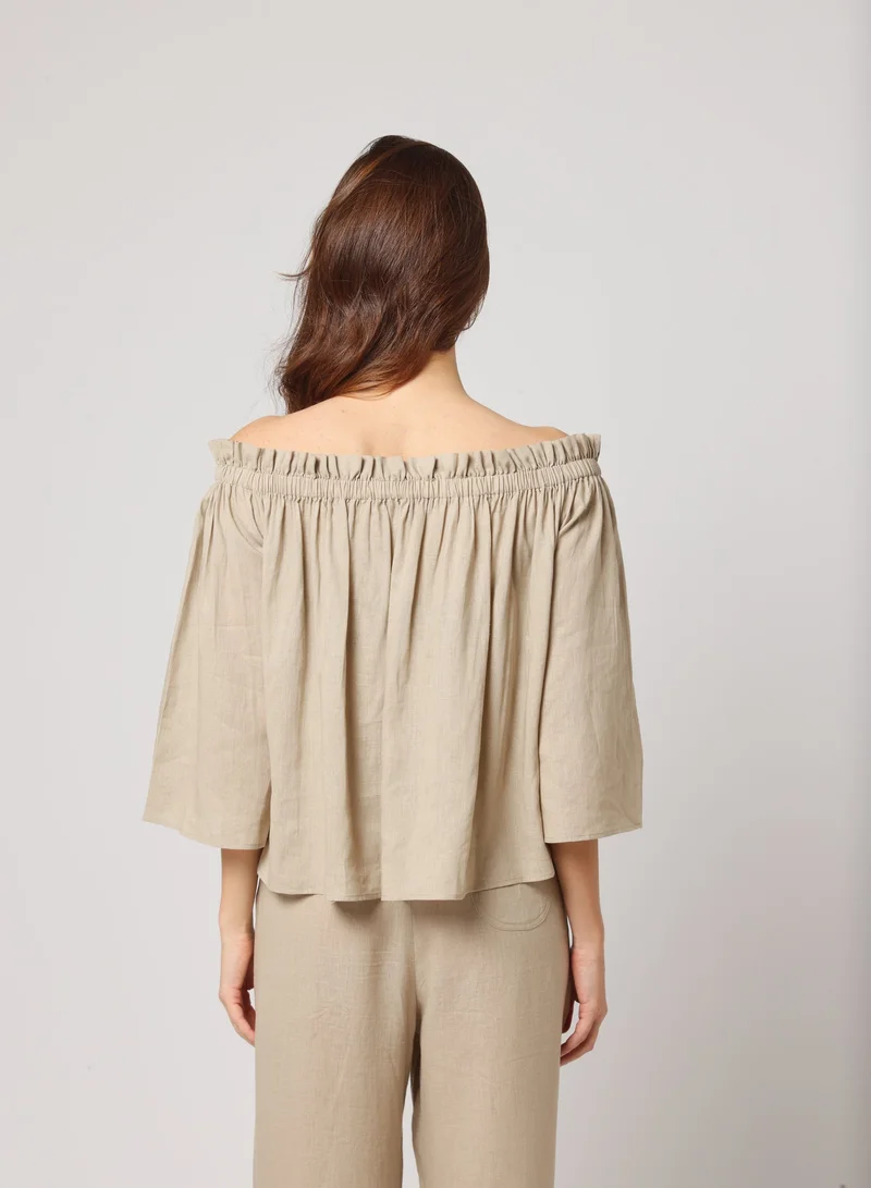 Ashita Fernandes  Off-Shoulder Relaxed Flowy Fit Top for Women | Best Price UAE