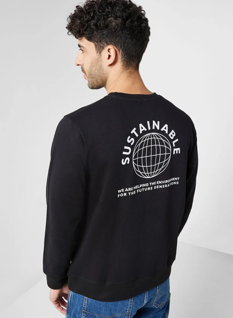 Namshi x Sustainable Regular Sweatshirt With Back Print