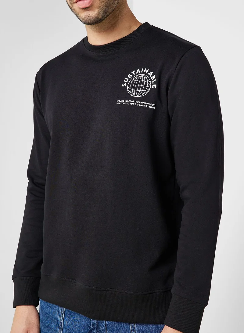 Namshi x Sustainable Regular Sweatshirt With Back Print