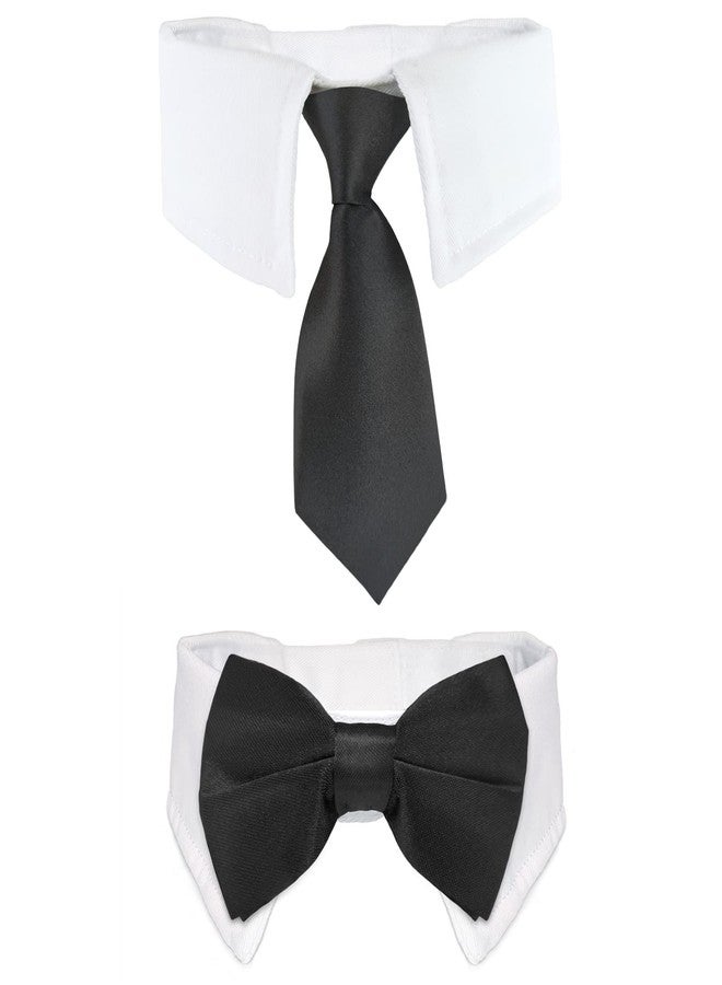 Koolmox Cat Tuxedo, KOOLMOX Adjustable Suit White Collar with Formal Bows and Ties for Pet, Black Tiefor Small Medium Boy Cats Dogs Tuxedo Tux Outfits, Wedding Birthday Valentines Day Costumes, 2 Pack Black - Image 1