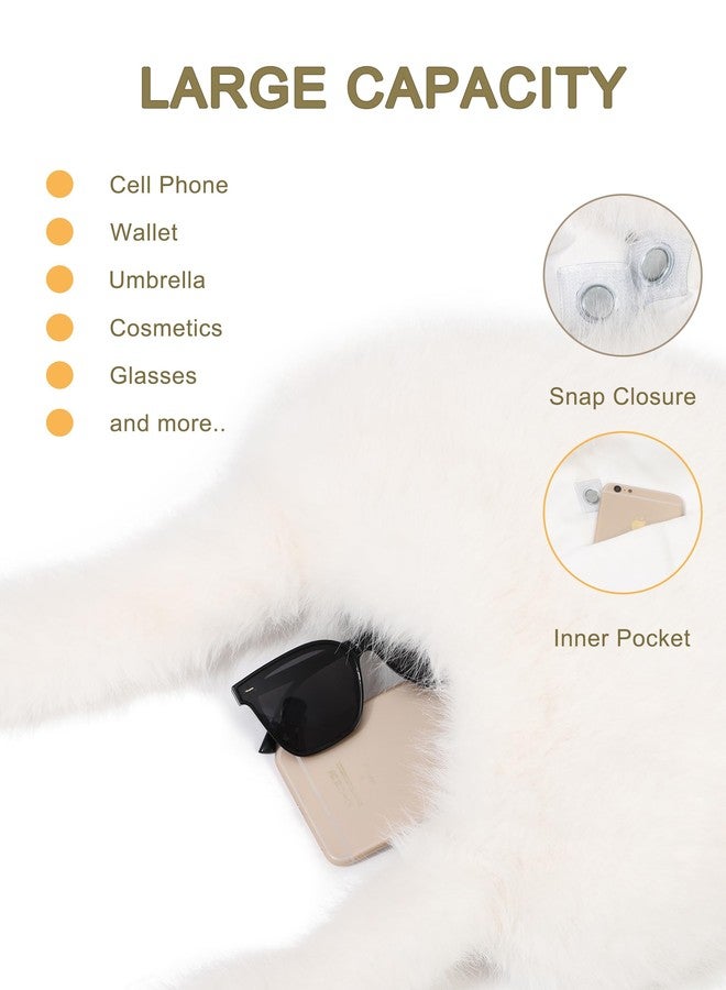 LA CARRIE Women's Faux Fur Heart Shaped Shoulder Bags Crossbody Bag Fluffy Handbags Furry Y2k Tote Purses(White) - Image 5