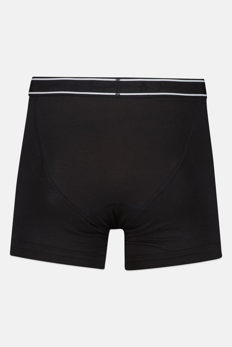 Original Penguin شورت بوكسر للرجال عبوة 2، شعار العلامة التجارية، أسود - Image 2