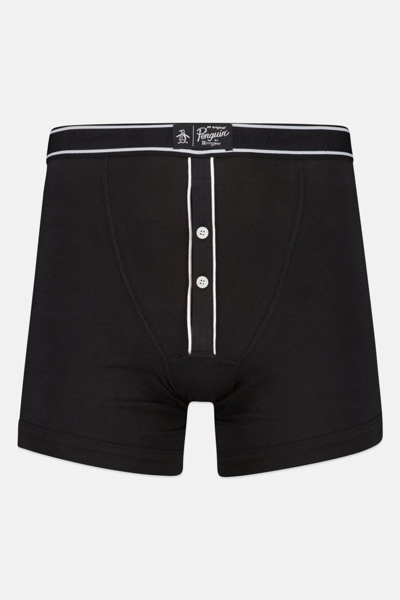 Original Penguin شورت بوكسر للرجال عبوة 2، شعار العلامة التجارية، أسود - Image 3