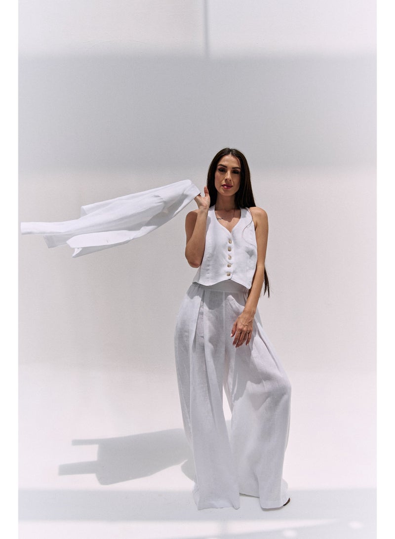 UMAY FASHION WHITE PALAZZO TROUSERS  - Image 1