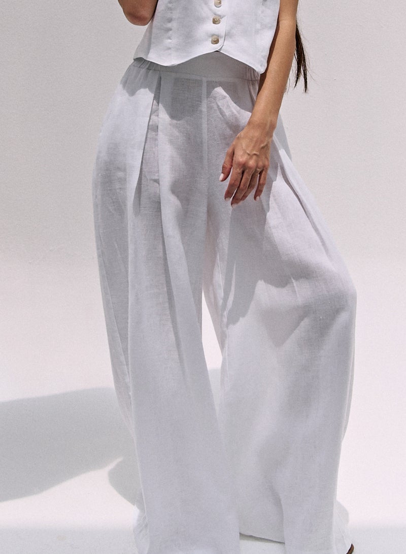 UMAY FASHION WHITE PALAZZO TROUSERS  - Image 2