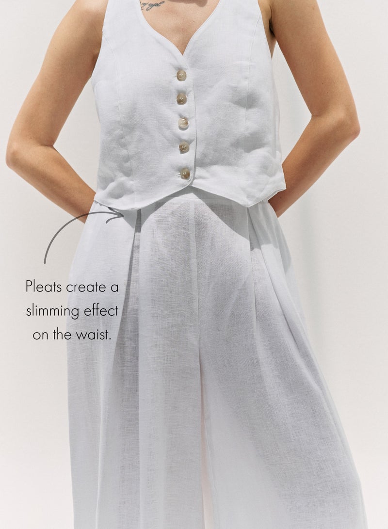 UMAY FASHION WHITE PALAZZO TROUSERS  - Image 4