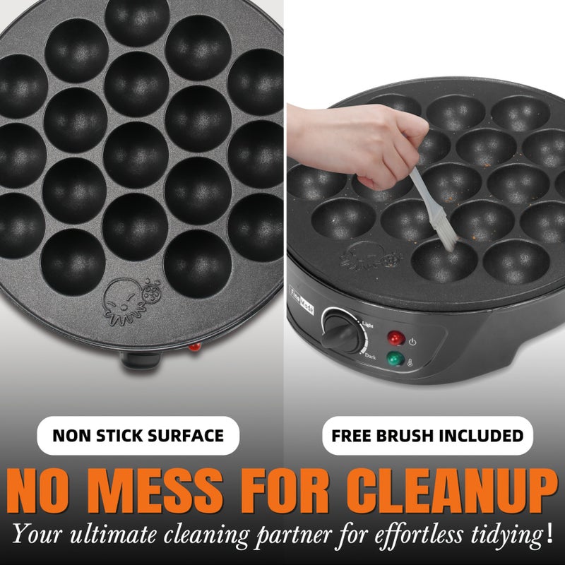Black 18 Cavity Takoyaki Pan Temperature Control Includes Recipe - Image 3