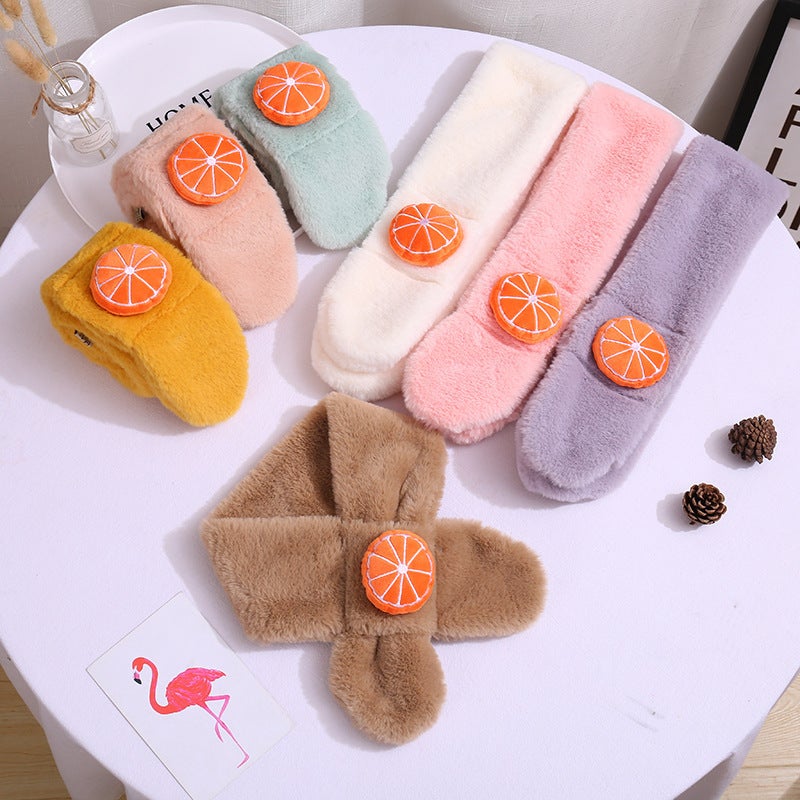 Children'S Scarf Fashion Men'S And Women'S Solid Color Plush Imitation Rabbit Fur Warm Scarf Baby Cartoon Scarf - Image 3