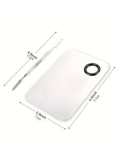 ORiTi Makeup Palette Clear Acrylic Nail Stamping Plates Polish Gel Mixing Spatula Foundation Eyeshadow Stainless Steel Rod Manicure Silver  - Image 5