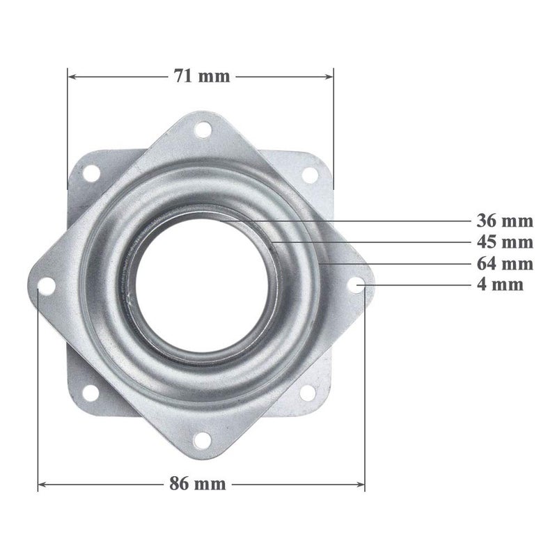 ONWON Onwon 4 Pieces 3 Inch Square Lazy Susan Turntable Bearings 150 Pound Capacity Galvanized Steel Rotating Bearing Plate Swivel Plate  - Image 2