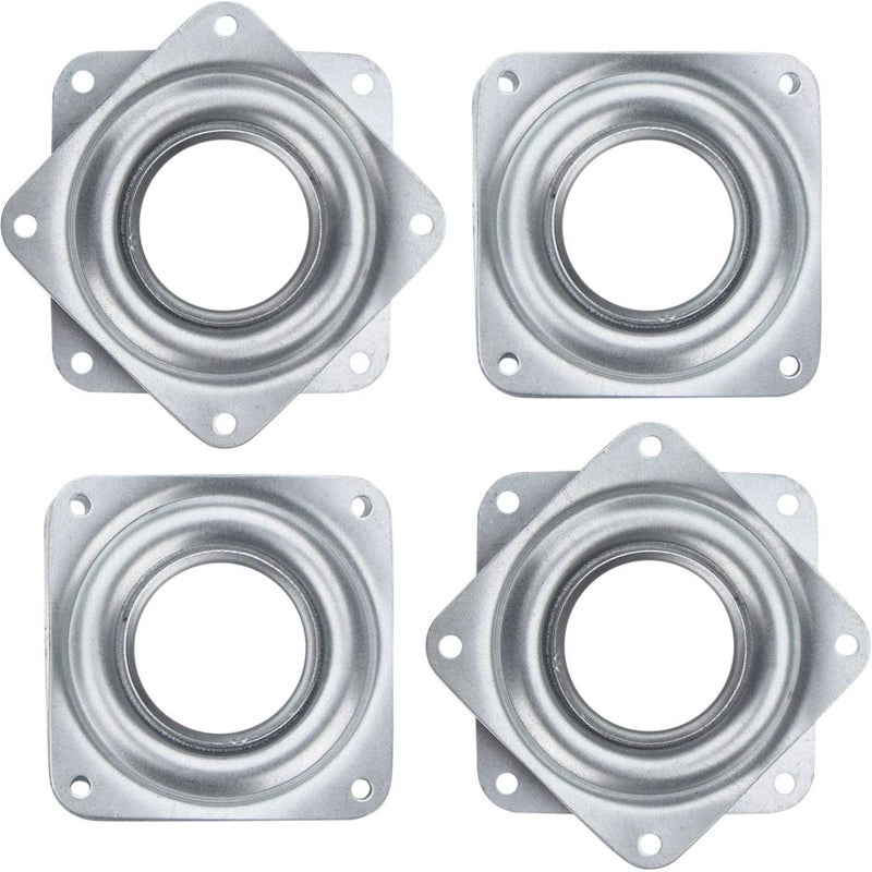 ONWON Onwon 4 Pieces 3 Inch Square Lazy Susan Turntable Bearings 150 Pound Capacity Galvanized Steel Rotating Bearing Plate Swivel Plate  - Image 1