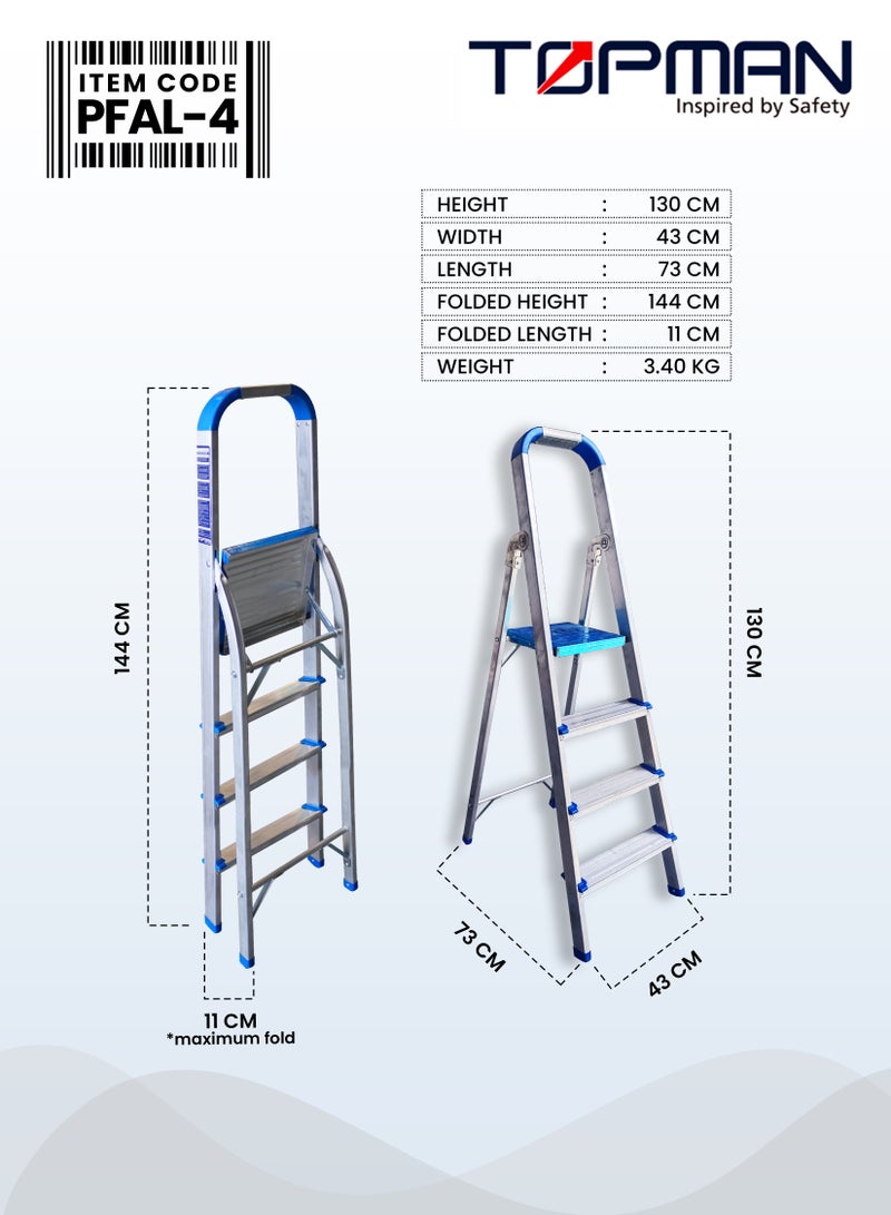 TOPMAN Medium Duty Platform Aluminium Ladder 4 Steps - Image 4